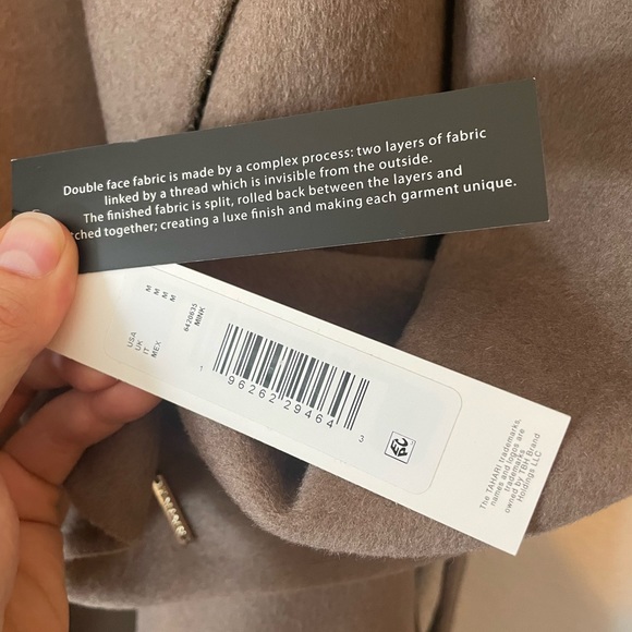 Tahari Double Faced Wool Lightweight Wrap Coat - Mink - Picture 5 of 9